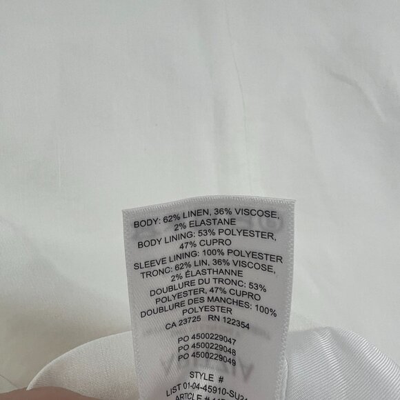 NWT Aritzia Babaton Mastery White Linen Blend Single Button Blazer Women's 4 - Picture 10 of 10